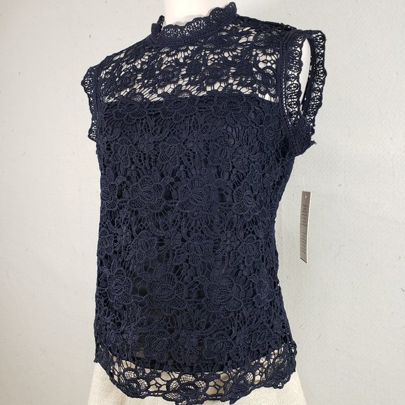 Nanette Lepore Tops - NWT Nanette Lepore Dk Navy Lined Lace Top, M